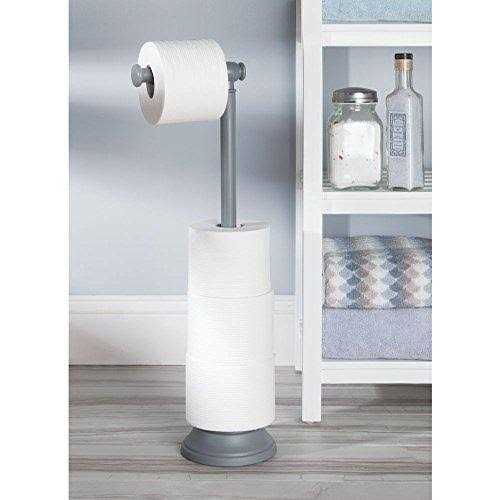iDesign Kent Bathware, Free Standing Toilet Paper Roll Holder for Bathroom Storage – Gray