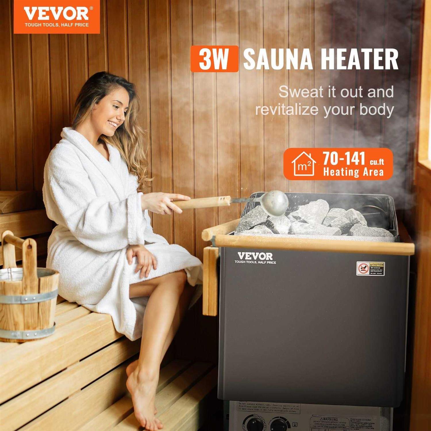 VEVOR Sauna Heater 3KW 220V Electric Sauna Stove Steam Bath Sauna Heater with Built-in Controls