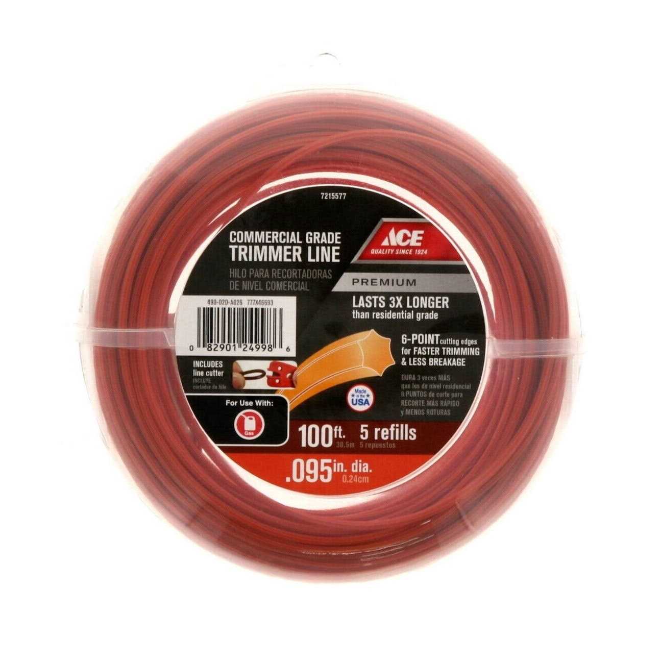 Ace Commercial Grade Trimmer Line 0.095 in Dia. x 100 ft L