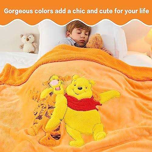 XTHHOA Kids Blanket 3D Cartoon Embroidered Sherpa Blanket Plush Warm for Boys Girls