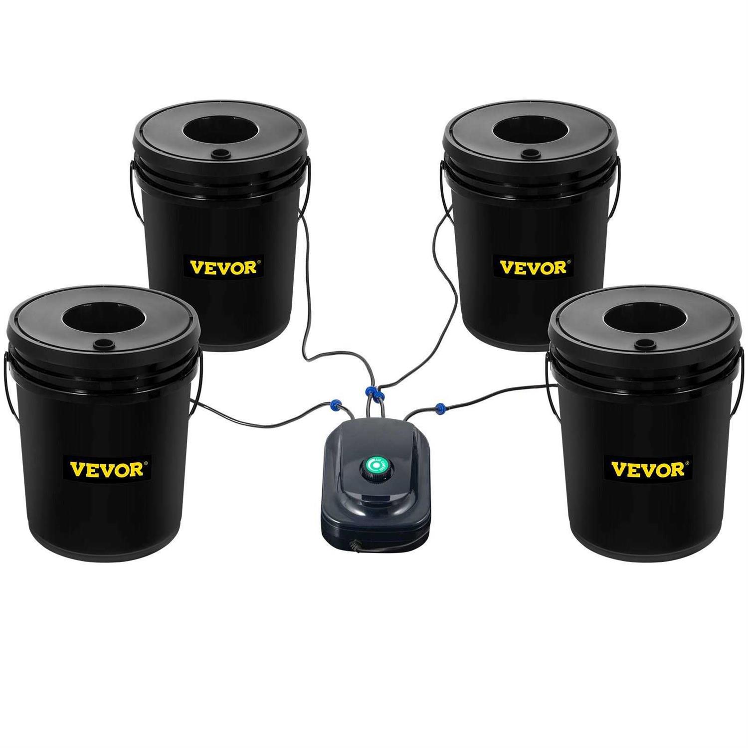 VEVOR DWC Hydroponic System 5 Gallon 4-8 Buckets Deep Water Culture Growing Bucket Hydroponics Grow Kit