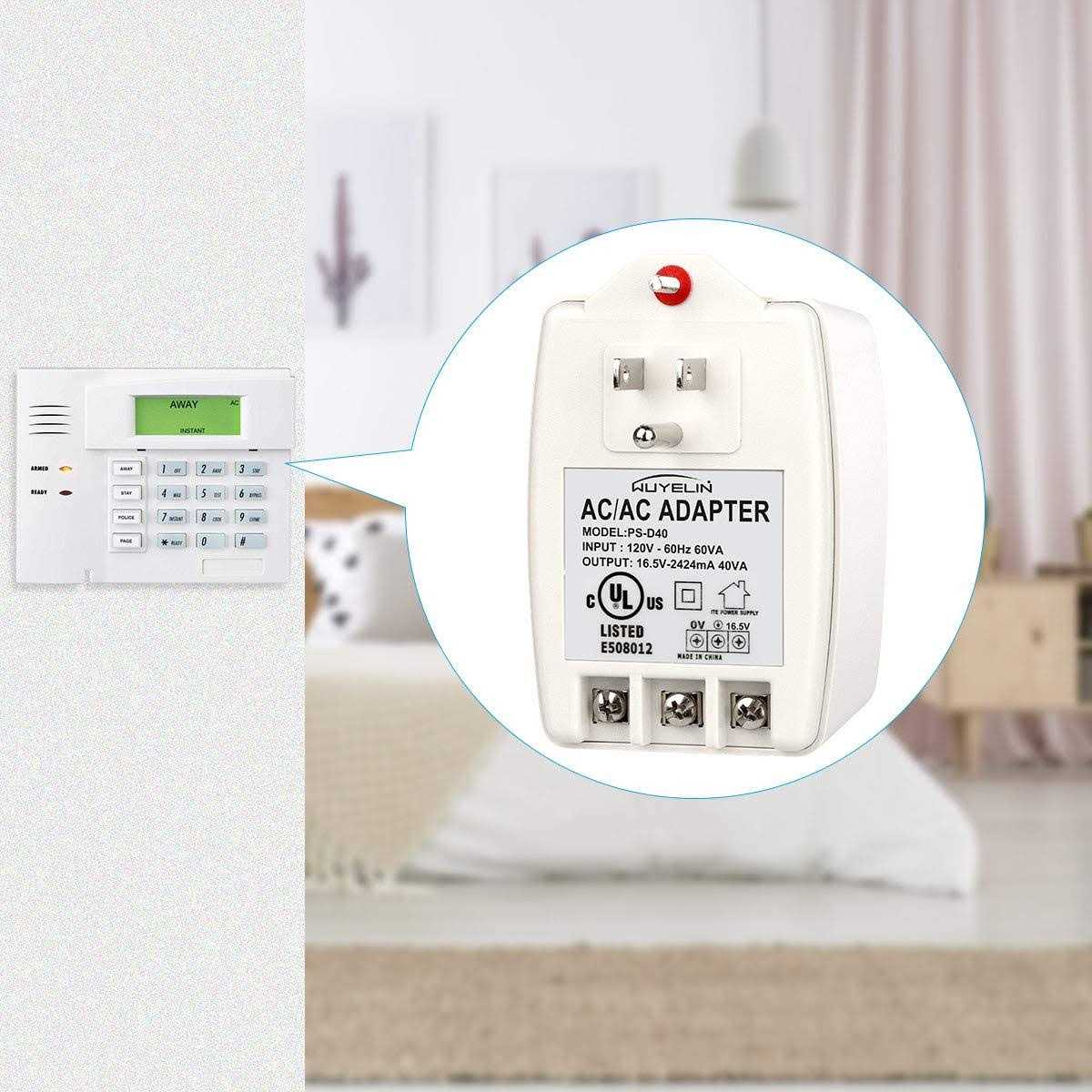 16.5V 40VA Burglar Alarm Systems and Doorbell Transformer,16.5V Plug in Transformer Compatible with All Versions of Doorbell Most Security Panels