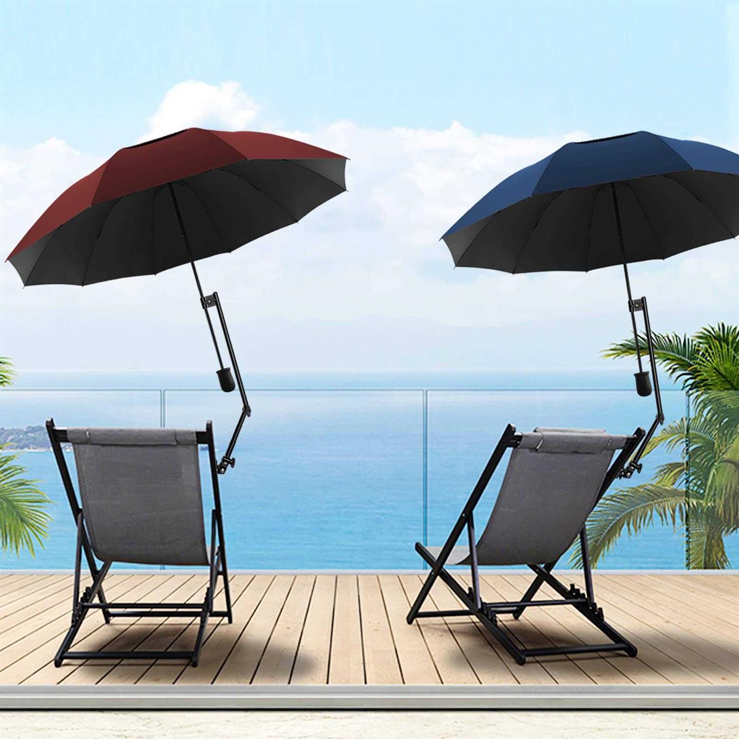 HOBVO UPF 50+ Golf Umbrella with Adjustable Universal Clamp Portable Umbrellas for Rain