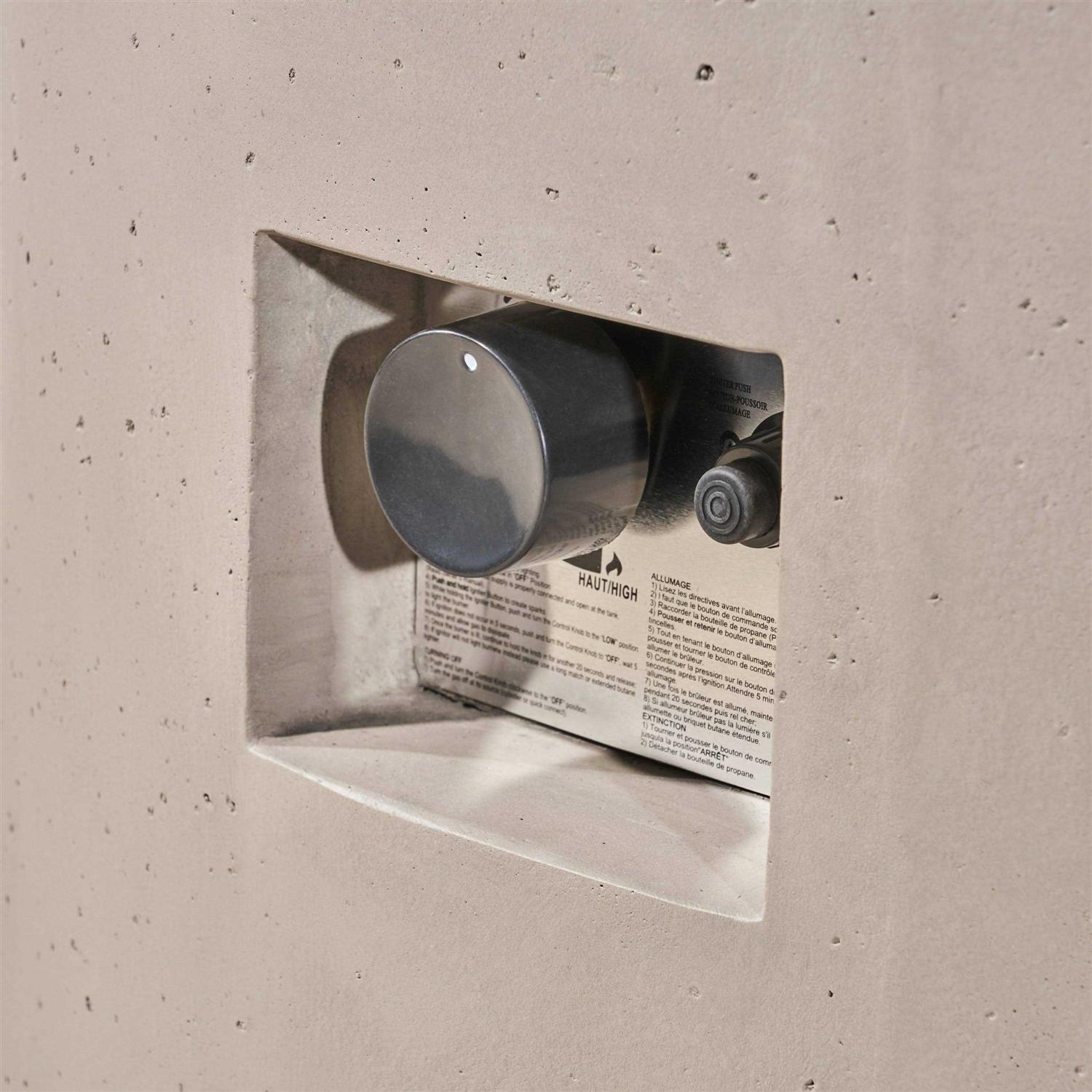 Leo Outdoor 31 inch Round Light Weight Concrete Gas Burning Fire Pit