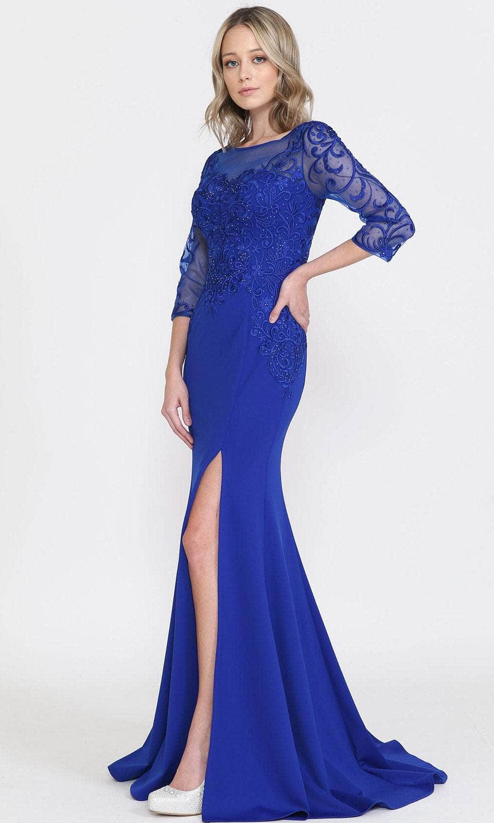Illusion Quarter Sleeved Formal Dress