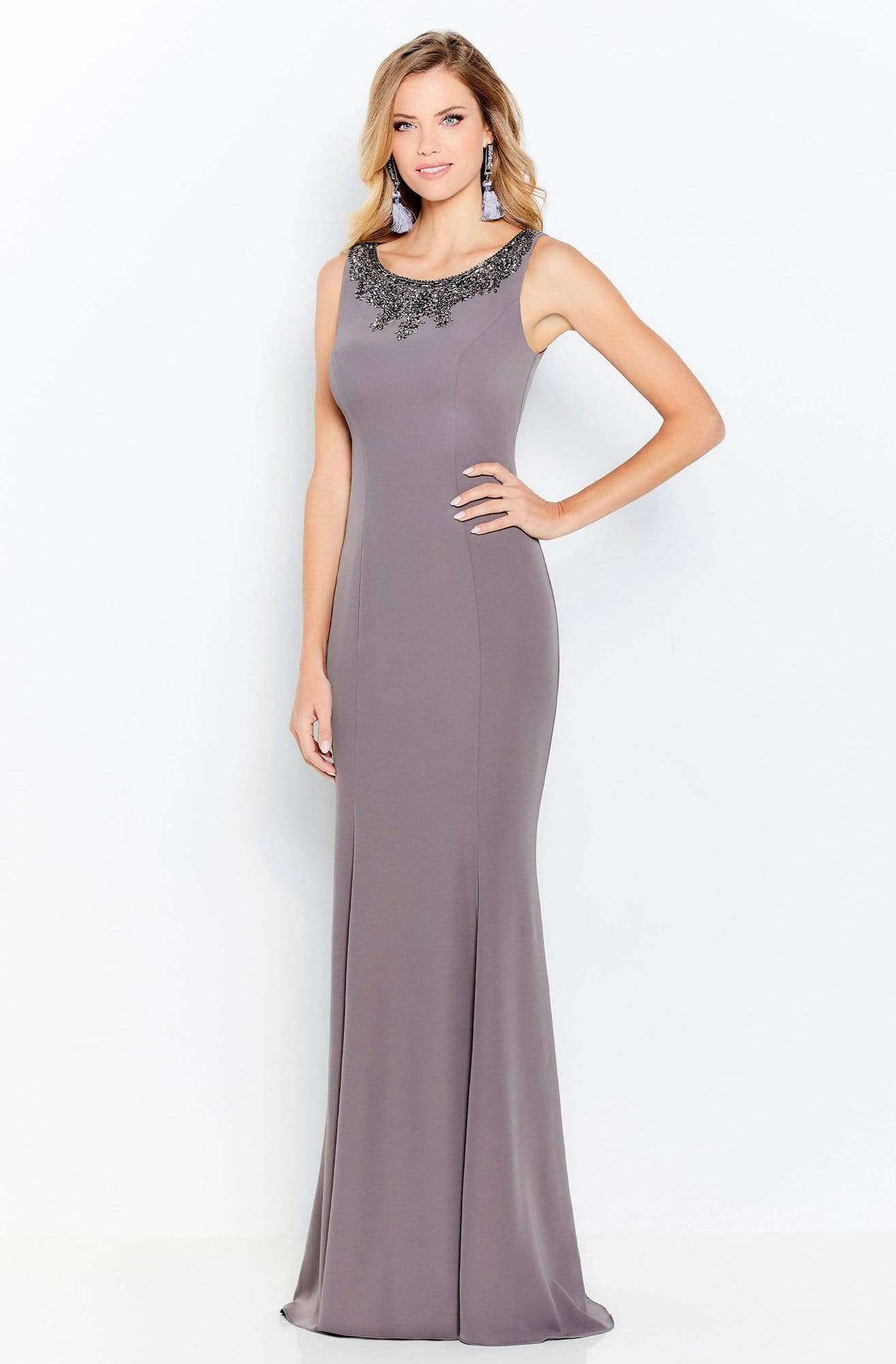 120621 Embellished Scoop Trumpet Dress