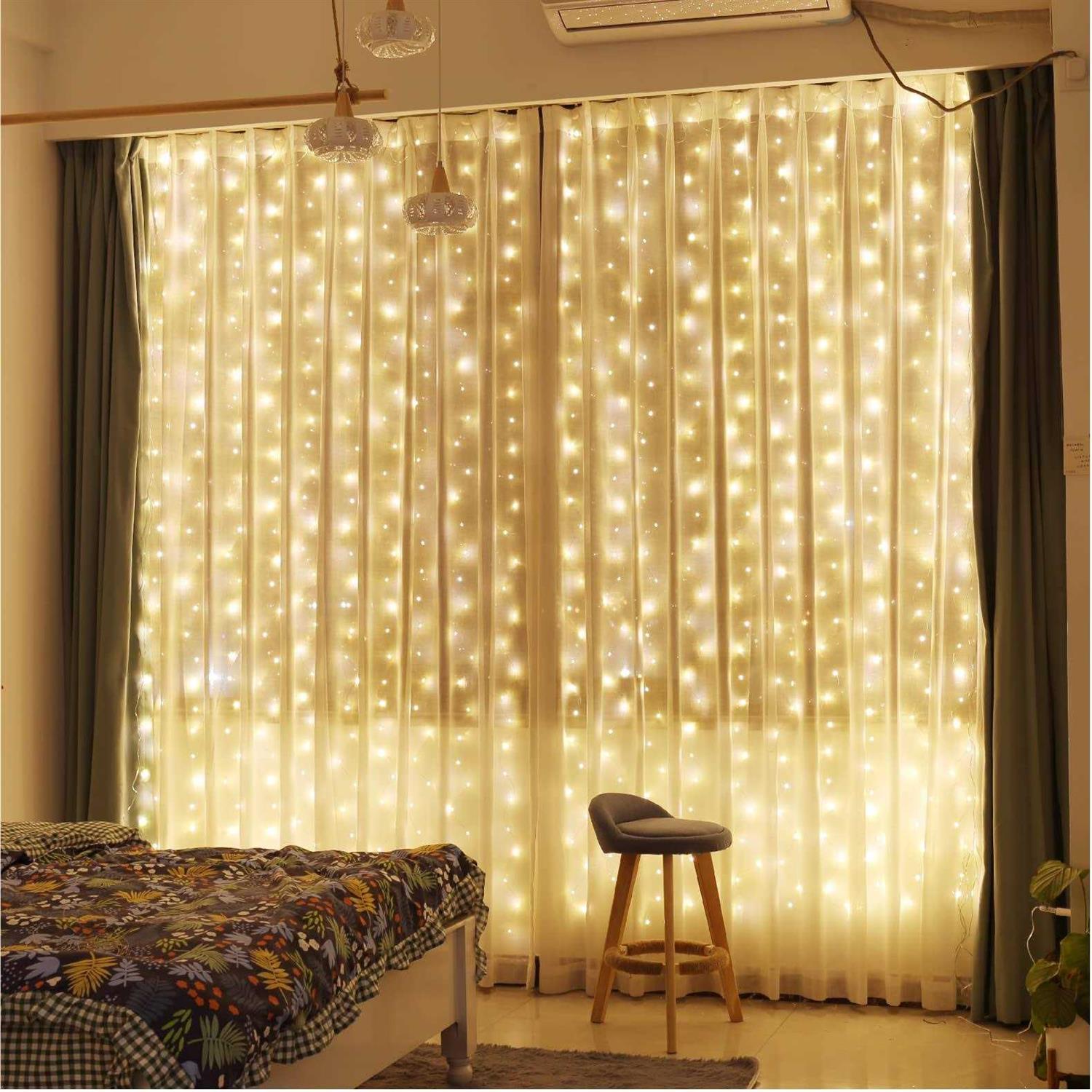 ZSJWL Curtain Lights 300 LED Curtain Fairy Lights with Remote