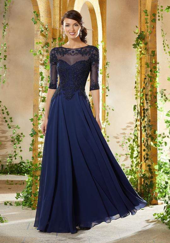 Embroidered Illusion Chiffon A-line Evening Dress 71908SC