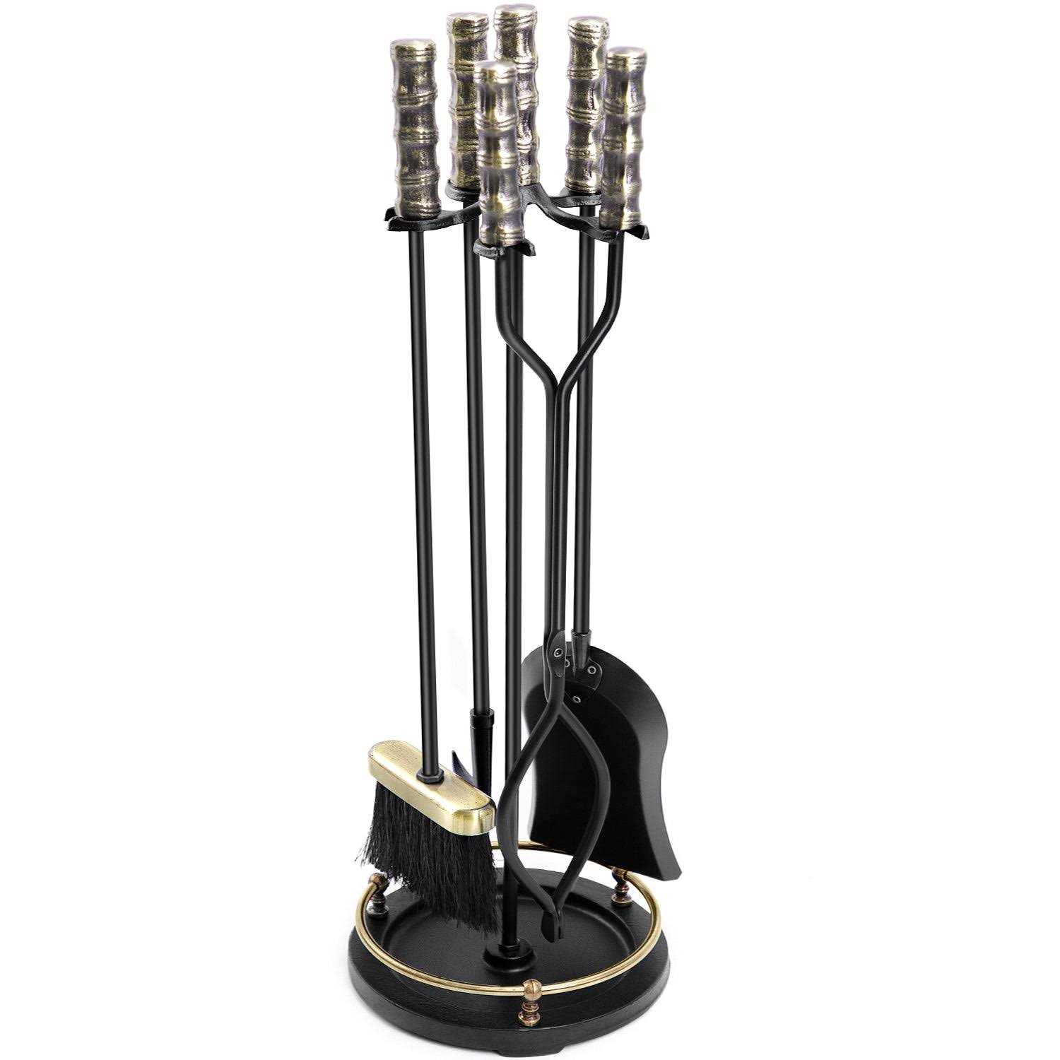 AMAGABELI GARDEN & HOME Amagabeli 5 Pcs Fireplace Tools Set Wrought Iron Fire Toolset Outdoor Model Number BG281