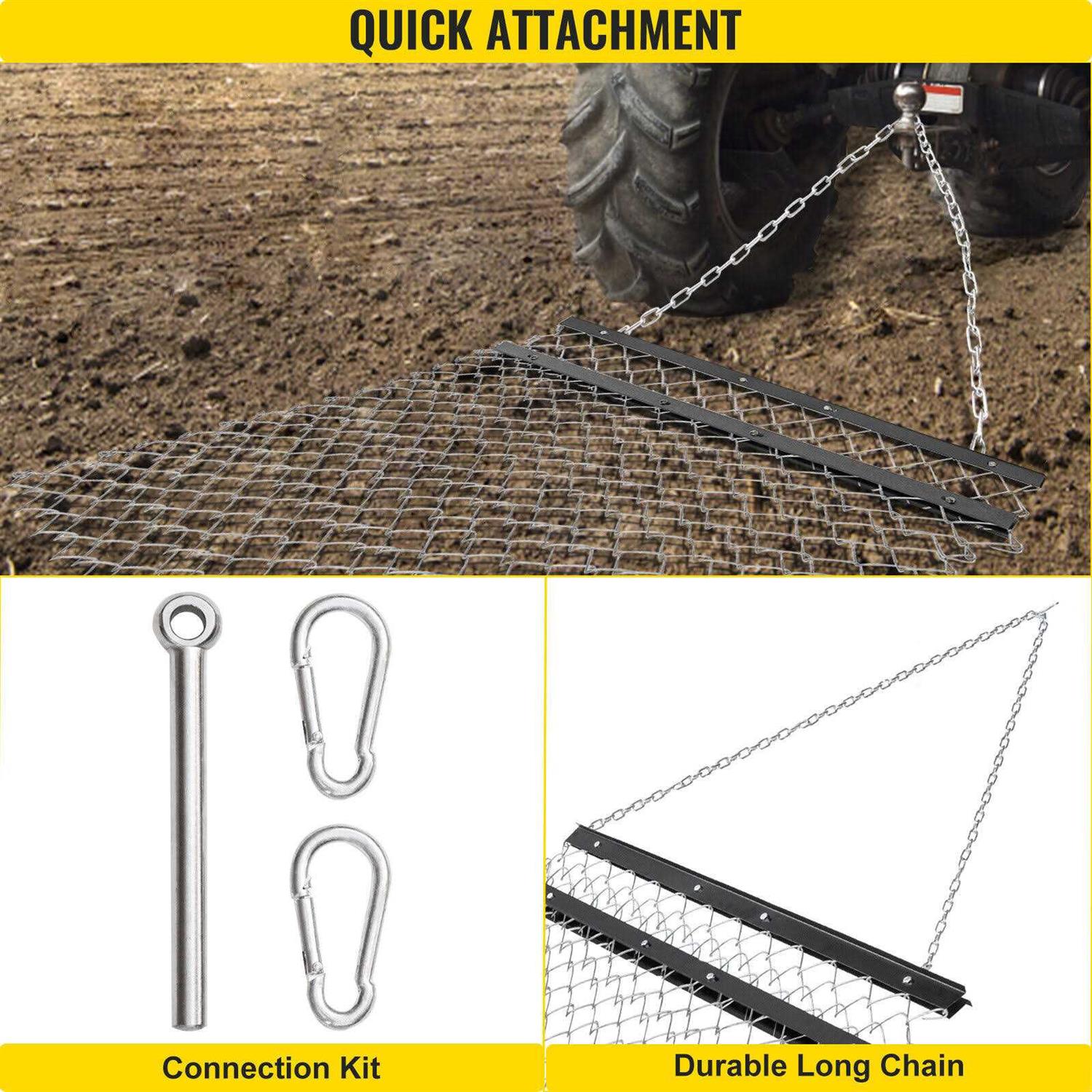 VEVOR 4 x 5 ft ATV Chain UTV Tractor Attachments Drag Mat for Landscape Leveling or Sod Prepping