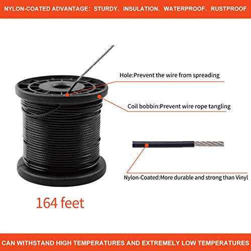 String Lights Hanging Kit,Globe String Lights Suspension Kit,Outdoor Light Guide Wire,Includ 164 Ft Nylon-Coated Stainless Steel Wire Rope Cable