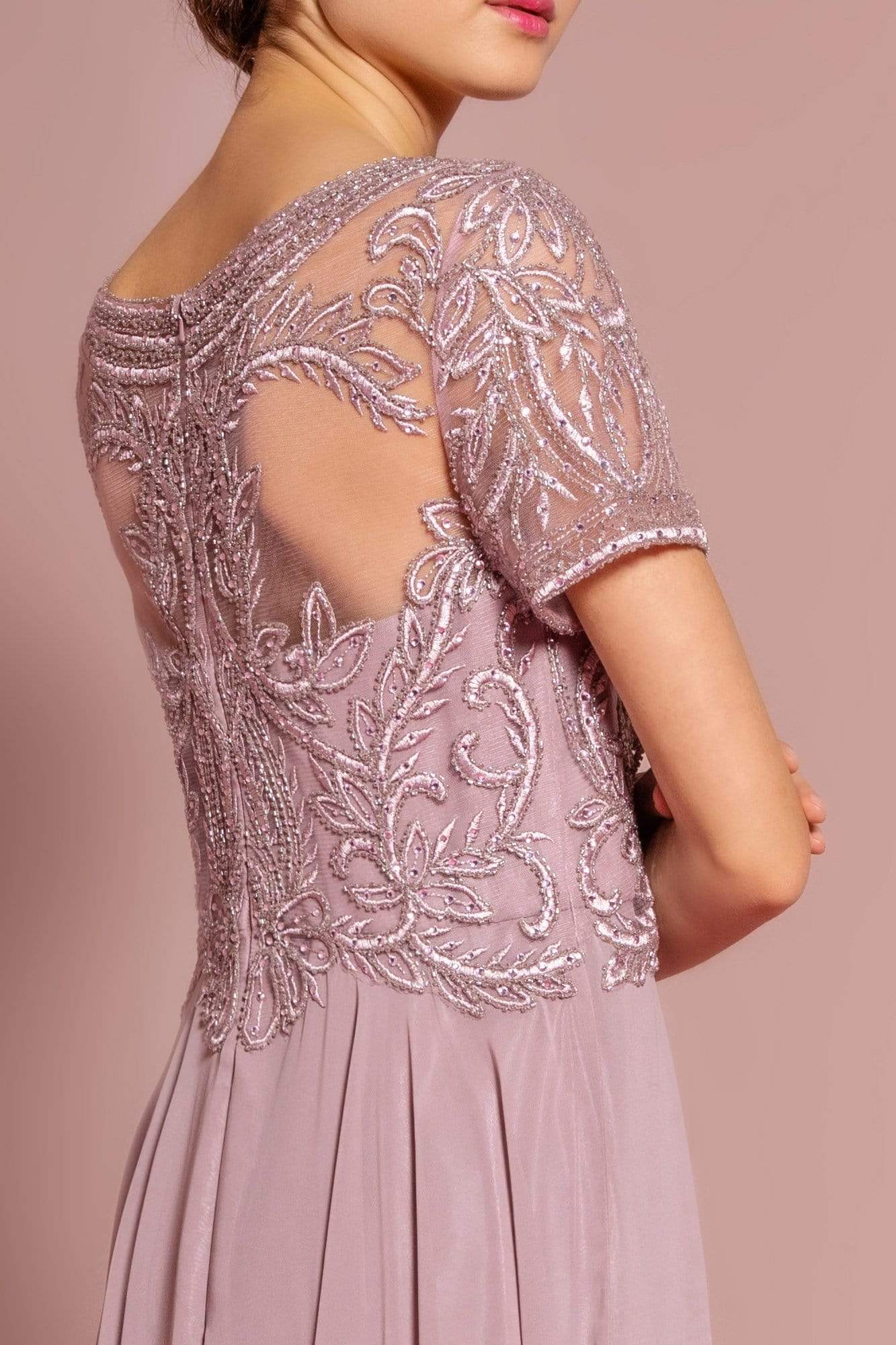 GL2683 Floral Embroidered Bateau Dress