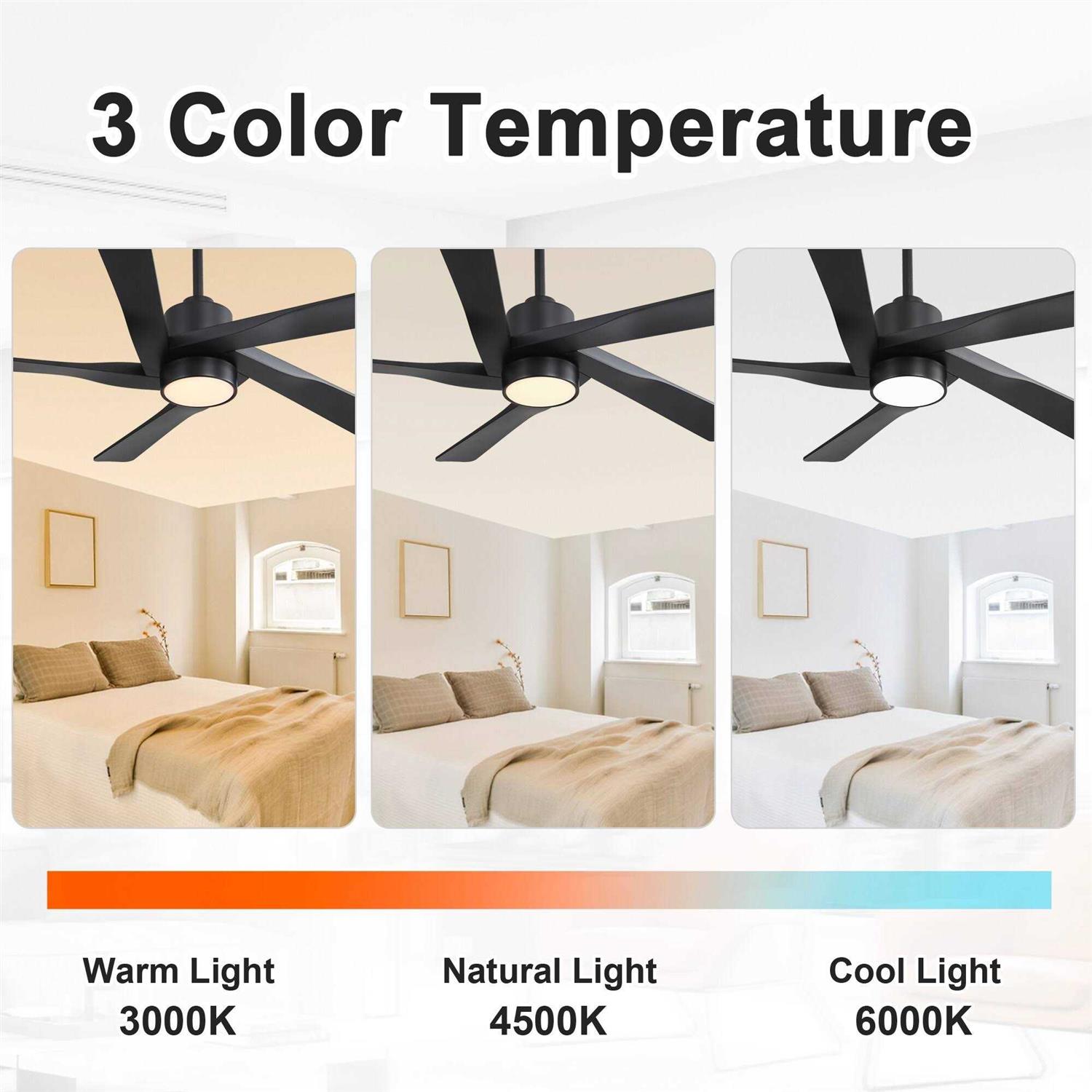 WINGBO 6 Fan Speeds Ceiling Fan Without Light