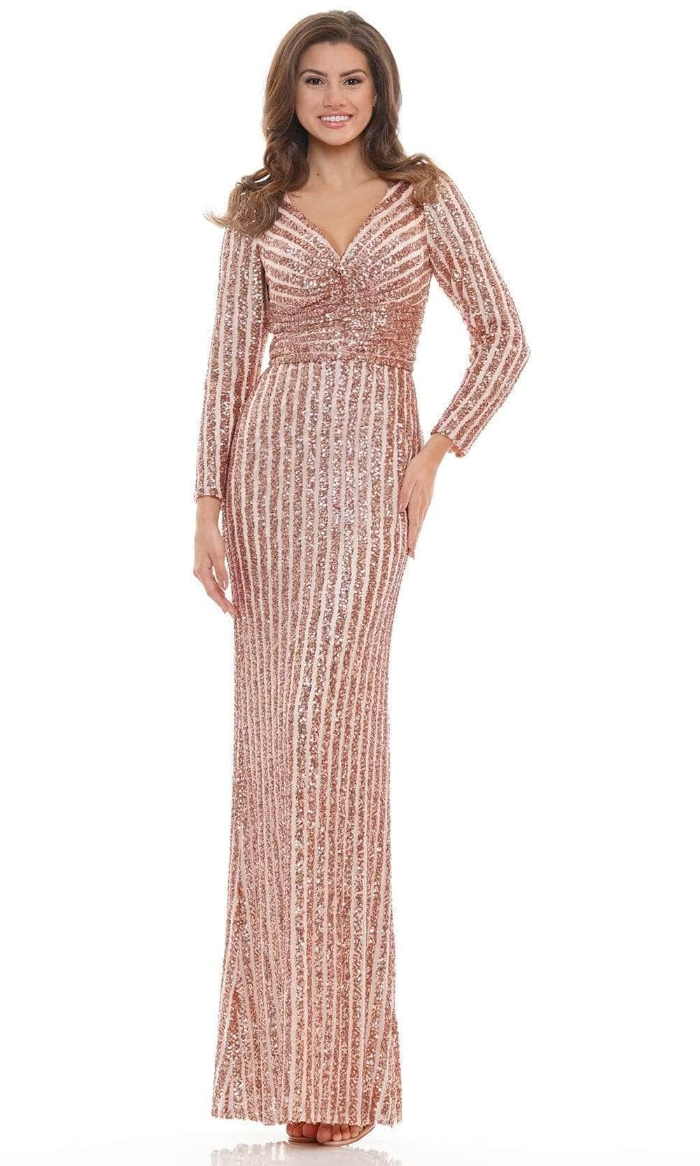 Stripe Sequin Evening Gown G1042SL