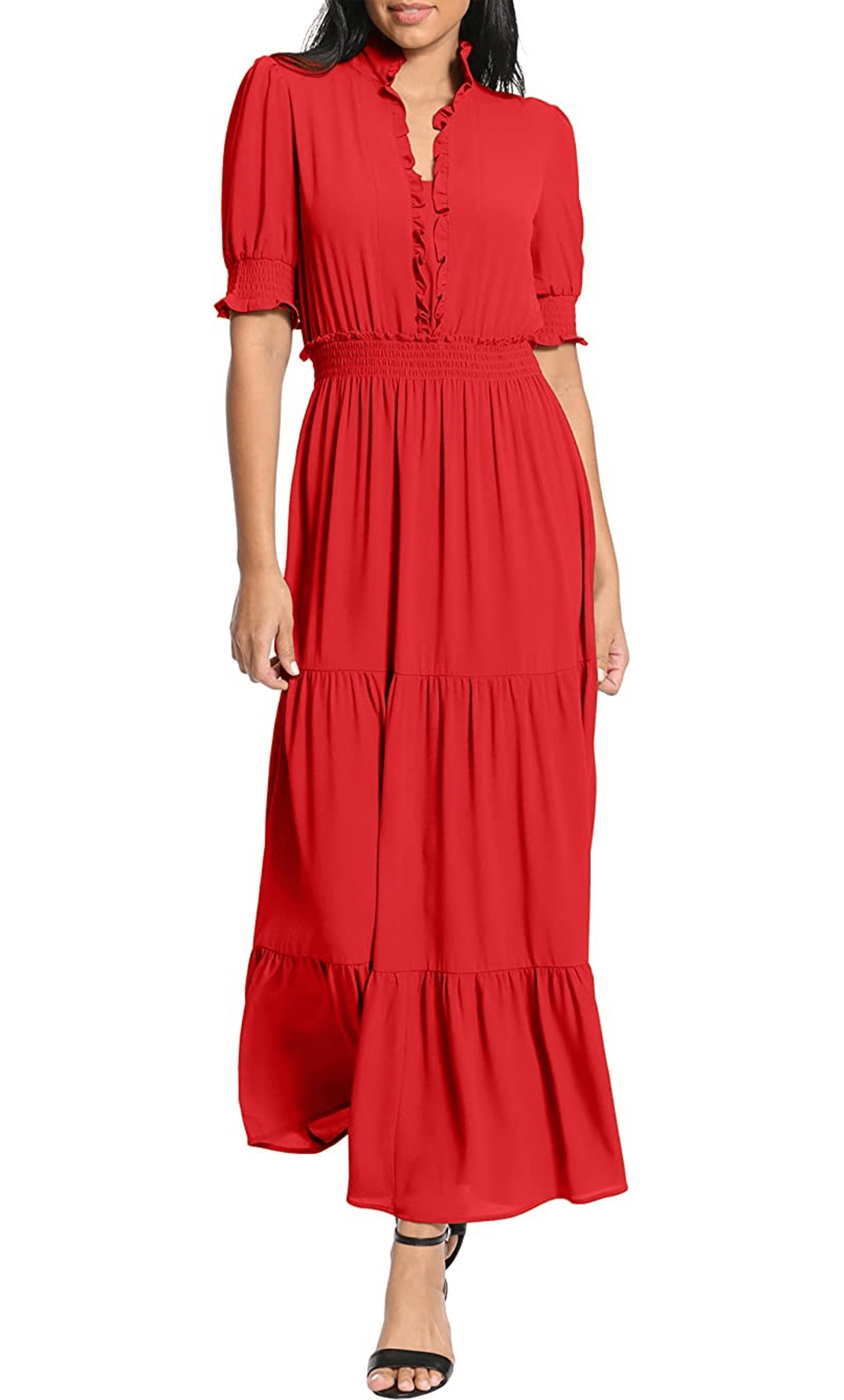 Puff Sleeve Tiered Formal Dress