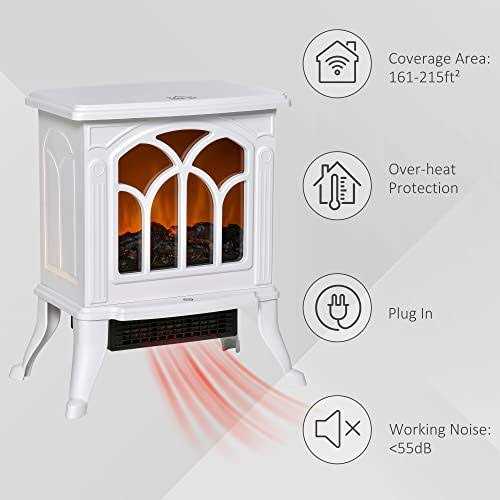 Homcom Freestanding Electric Fireplace Stove Space Heater with Realistic Flame Effect Adjustable Temperature and Overheat