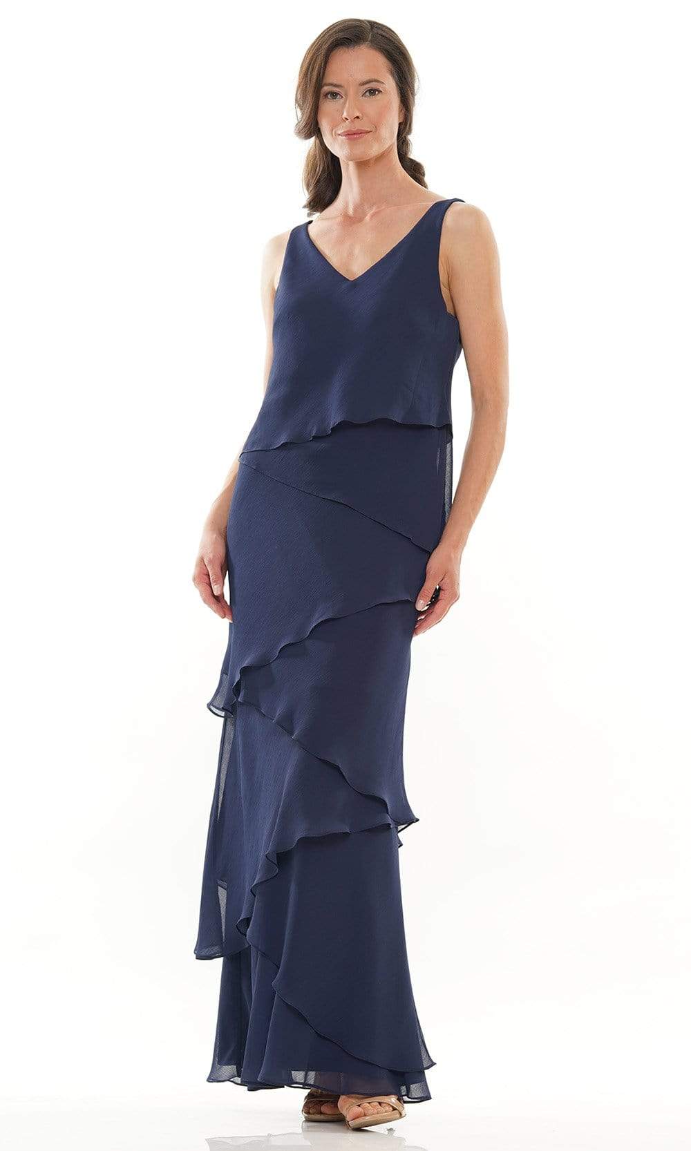 M309 V-Neck Tiered Sheath Dress