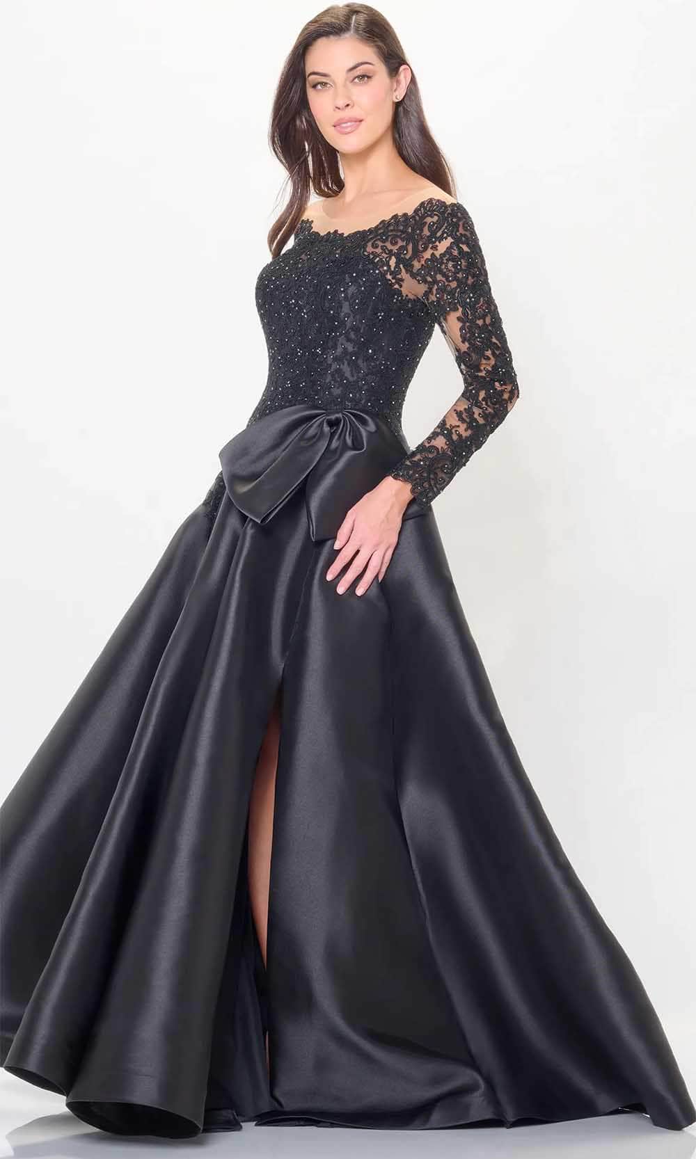 Long Sleeve Applique Evening Dress