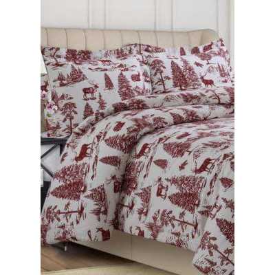 Tribeca Living 200-GSM Heavyweight Flannel Printed Oversized Duvet Cover Set