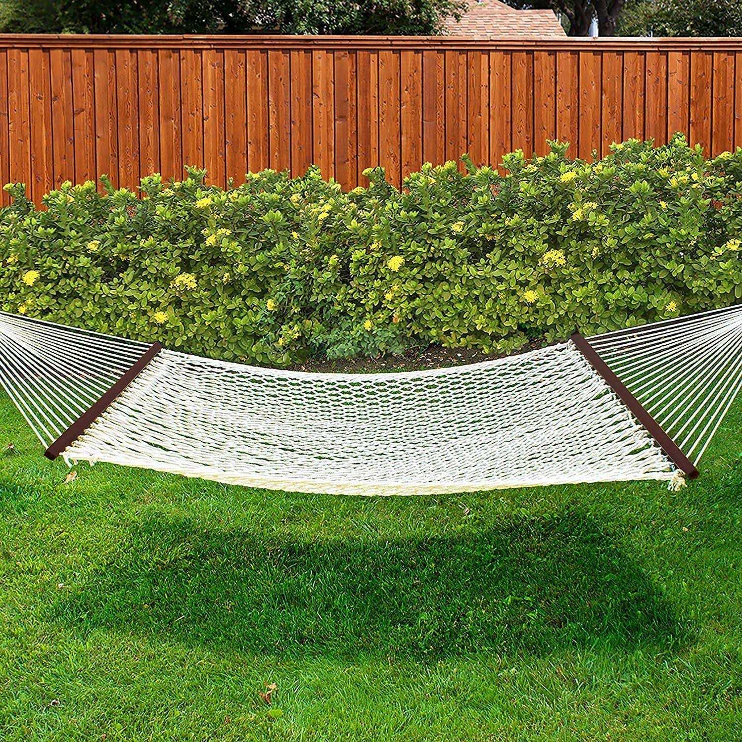 Best Choice Products 2-Person Woven Cotton Rope Double Hammock for Backyard w/ Spreader Bars