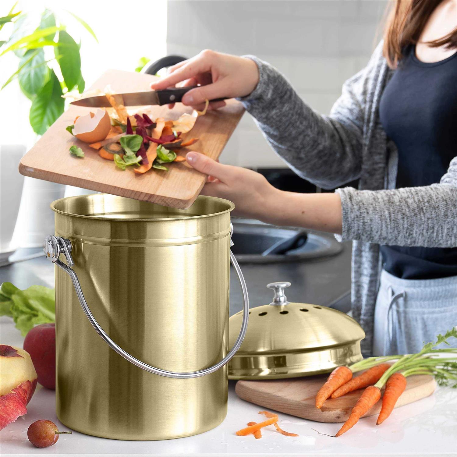 Utopia Kitchen Compost Bin for Kitchen Countertop 1.3 Gallon Compost Bucket for Kitchen with Lid