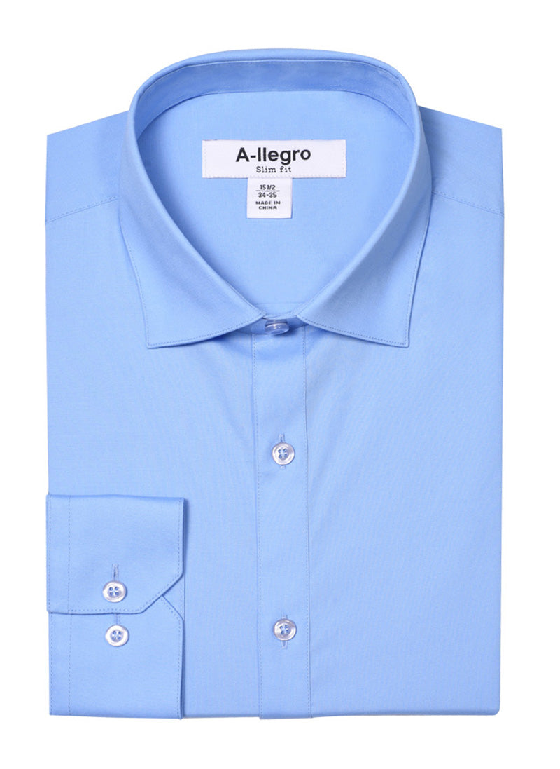 Men’s Basic Slim Fit Cotton Dress Shirt In Sky Blue