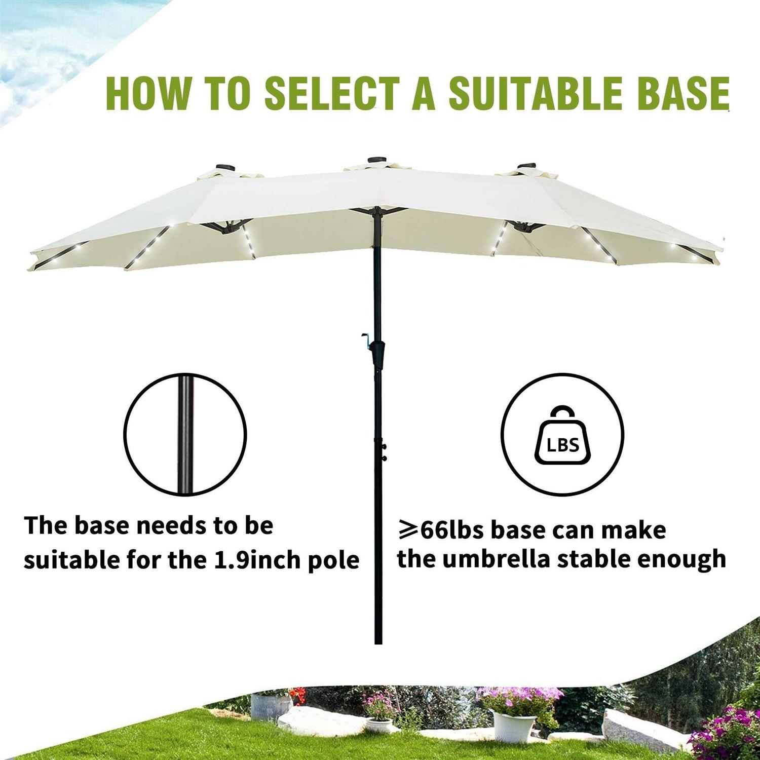 Ainfox 15-foot Double-Sided Solar LED Lighted Patio Umbrella
