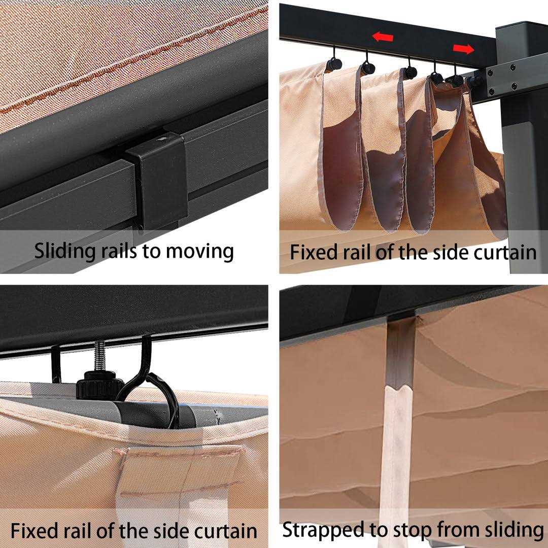 Aoodor Outdoor Pergola with Retractable Canopy