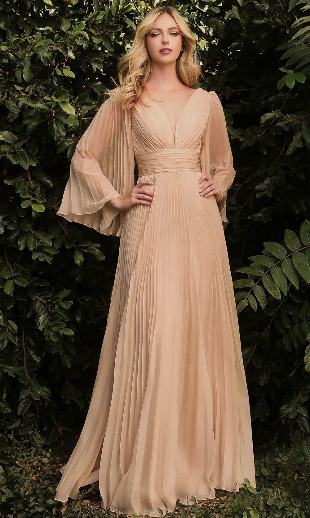 Flutter Sleeve Evening Dress