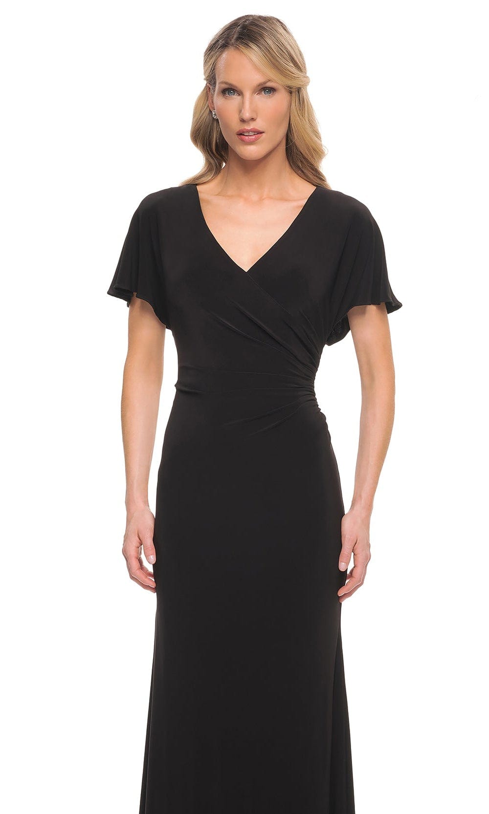 V-Neck Fitted Evening Dress