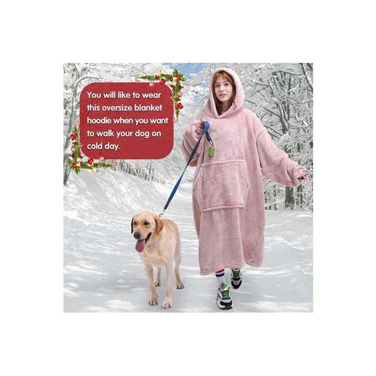 Waitu Wearable Blanket Sweatshirt Gifts for Women and Men, Super Warm and Cozy Giant Blanket Hoodie, Thick Flannel Blanket with Sleeves and Giant