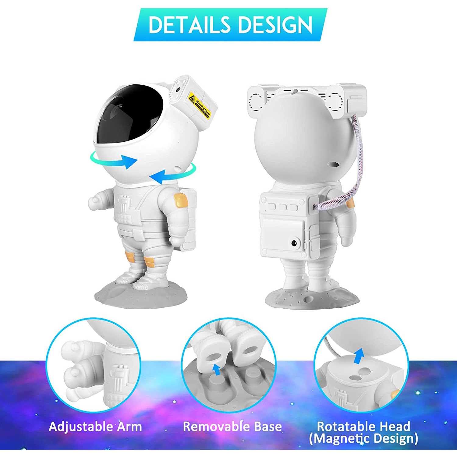 Astronaut Star Projector Night Light Kids Galaxy Nebula Night Light Projector with Timer & Remote