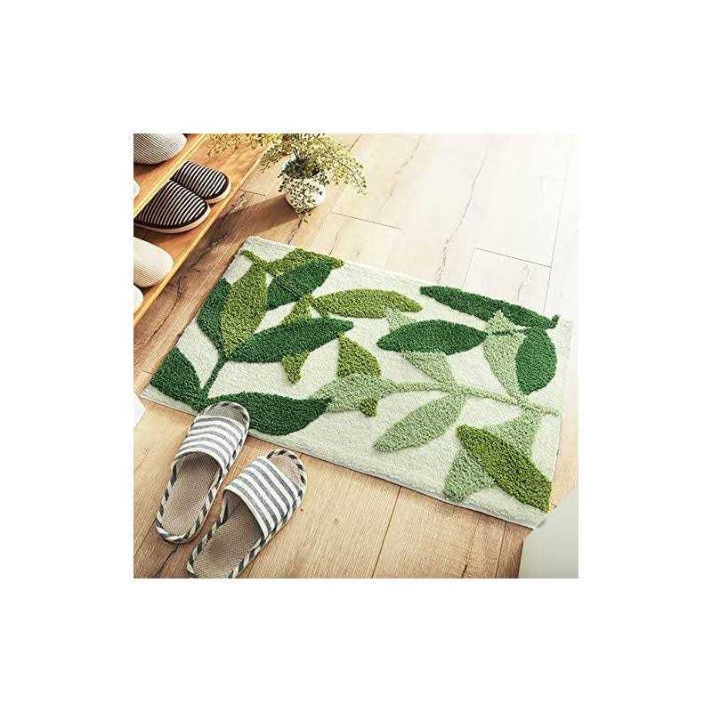 Zgxl Green Leaves Bath Mats Bathroom Rugs Non-slip Soft Microfiber Absorbent Mac