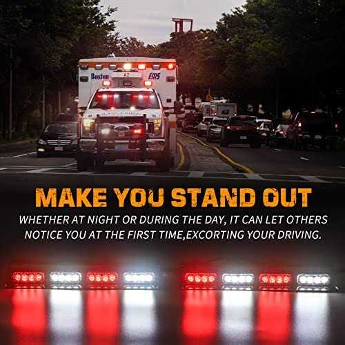 XRIDONSEN Emergency Dash Strobe Lights Safety Flashing Warning Hazard Interior Front/Rear Windshield Deck Split Light Bar w/digital