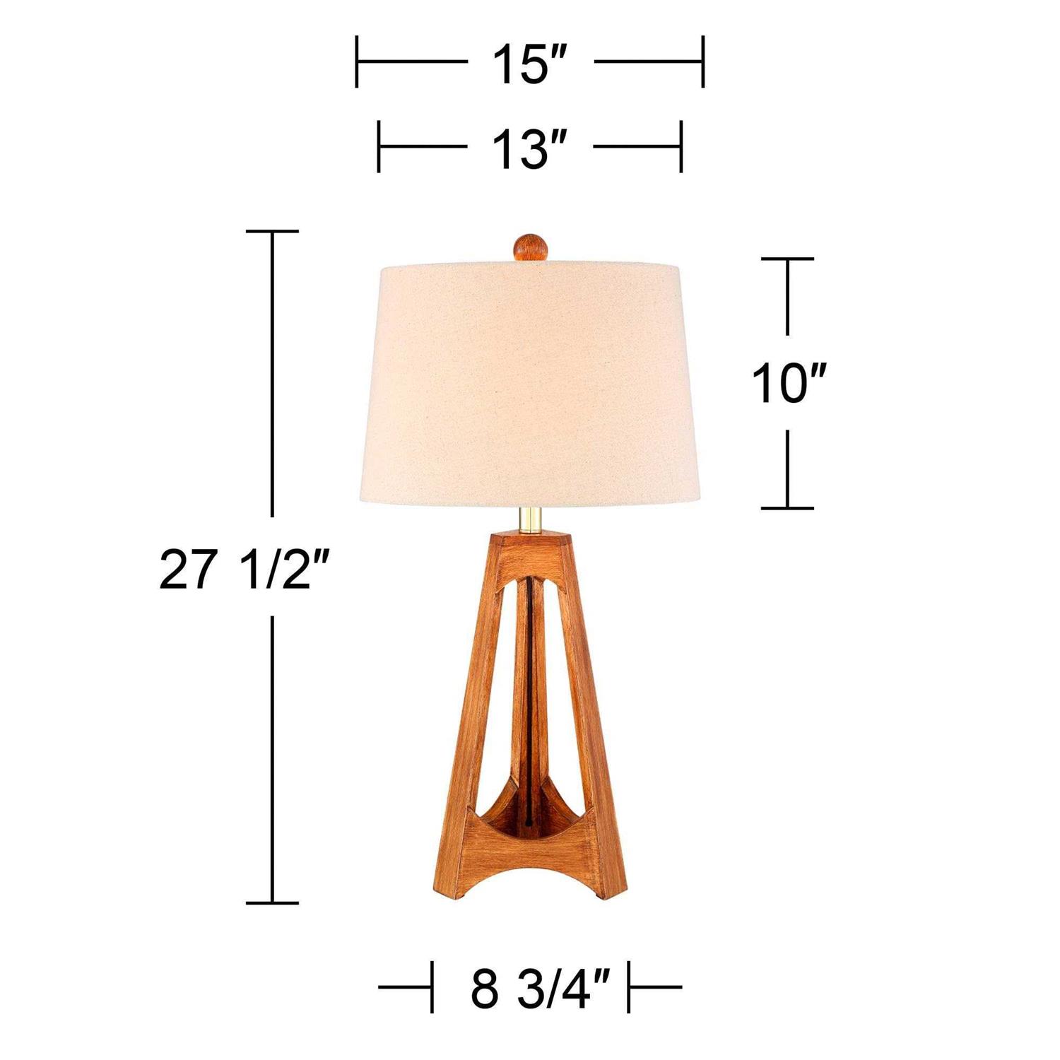 360 Lighting Archie Modern Mid Century Table Lamp 27 1/2 Tall Wood Tripod Off White Oatmeal Drum Shade for Bedroom Living Room Bedside Nightstand