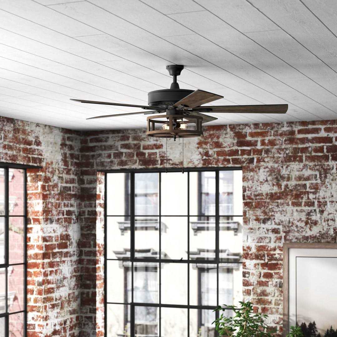 52 Milly 5 Blade Caged Ceiling Fan with Pull Chain and Light Kit Included Steelside Accessories