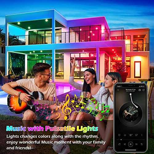 aulimhti 100ft outdoor led strip lights waterproof,music sync rgb ip65 outside led light strips waterproof with app and remot