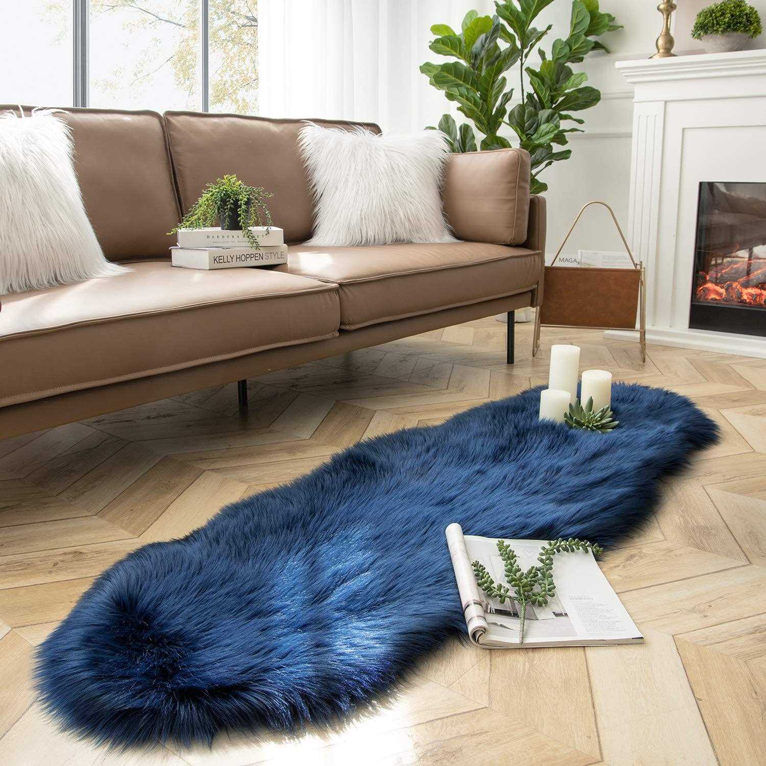 Ashler Faux Fur Rug Fluffy Shaggy Area Rug Ultra Soft 2 x Sheepskin Fur Rug
