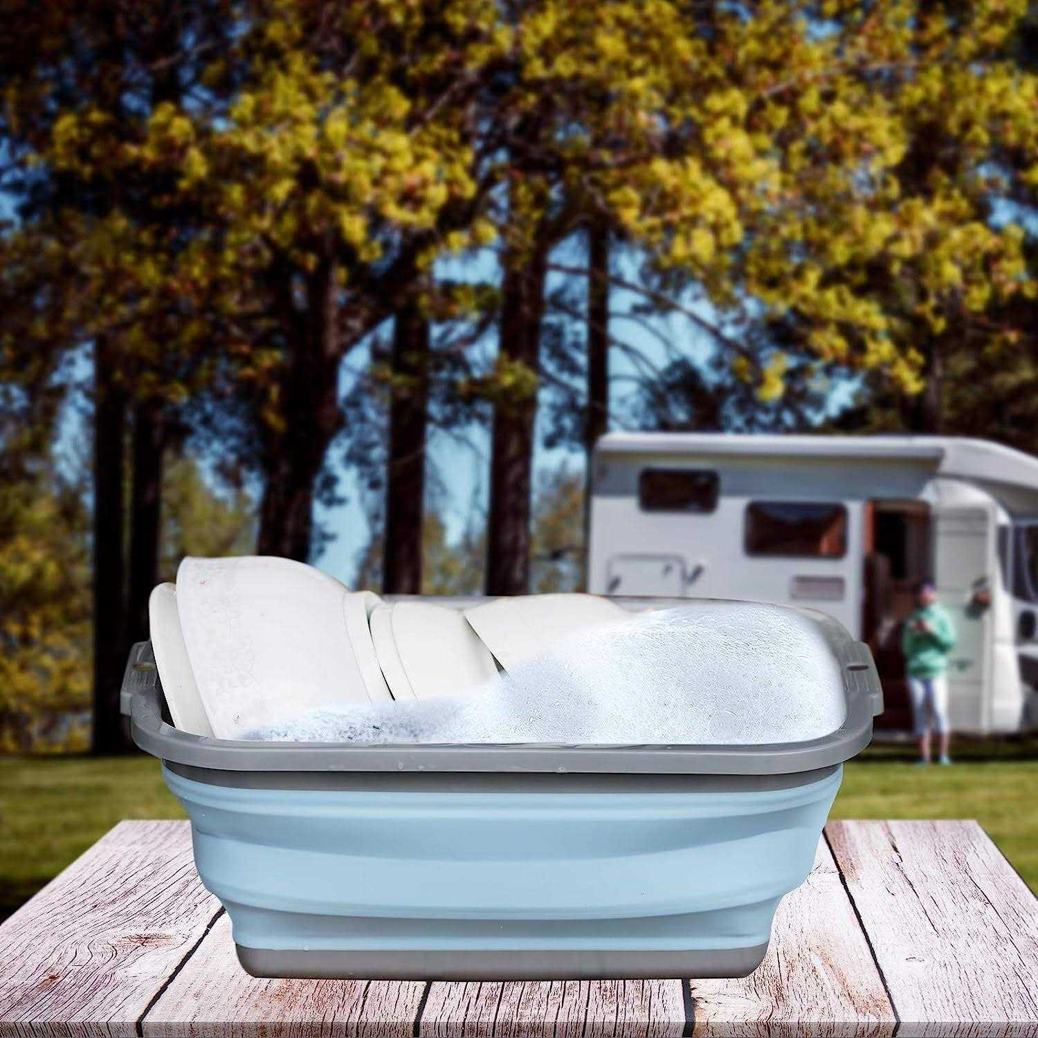 2 Pack Collapsible Sink with 2.25 Gal / 8.5L Each, Foldable Dish Tub for Washing Dishes, Camping, Hiking and Home