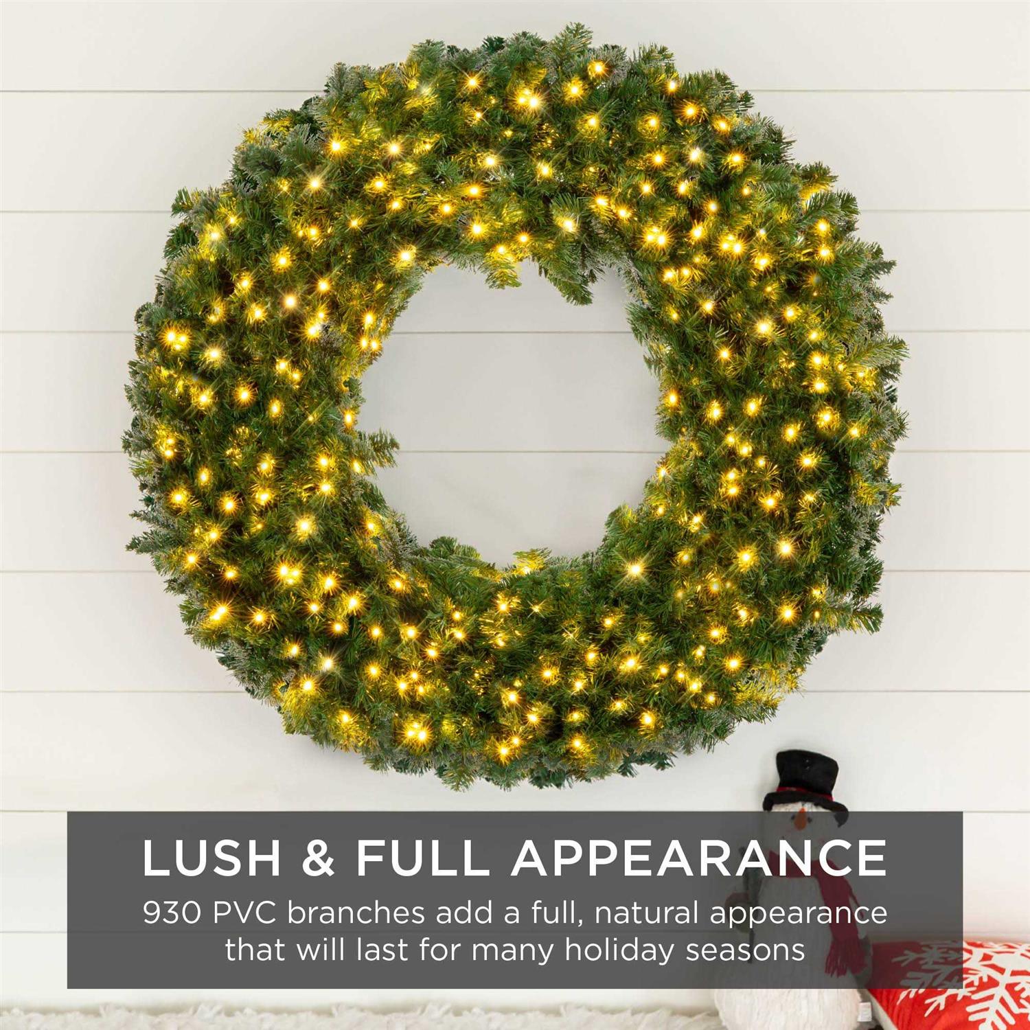 Best Choice Products Artificial Pre-Lit Fir Christmas Wreath Decoration w LED Lights