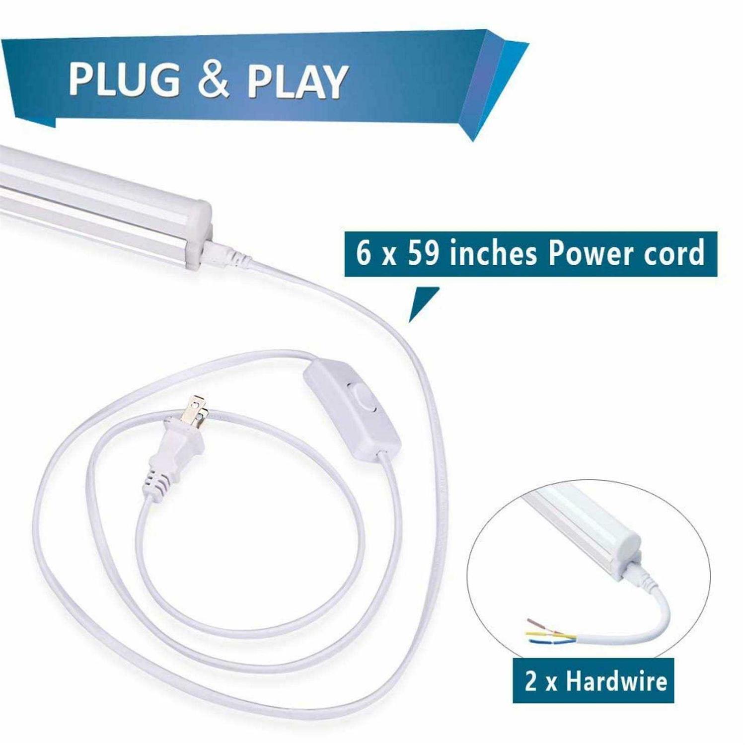 Barrina LED T5 Integrated Single Fixture, 4FT, 2200lm, 6500K, 20W, Utility Shop Light, Ceiling and Under Cabinet