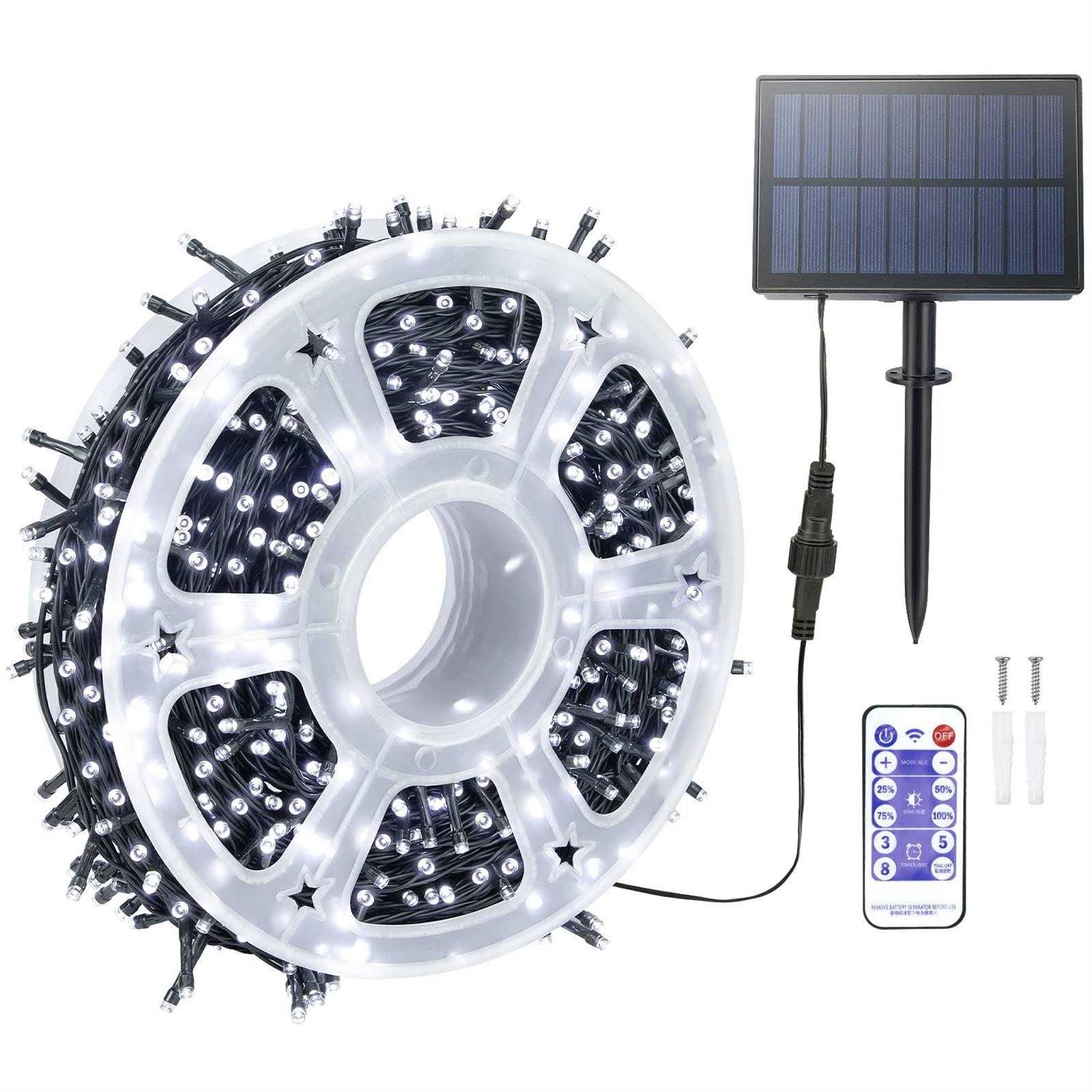 beauhom solar lights outdoor garden 200ft 600led waterproof 8 modes remote control timer for indoor outdoor holiday christmas