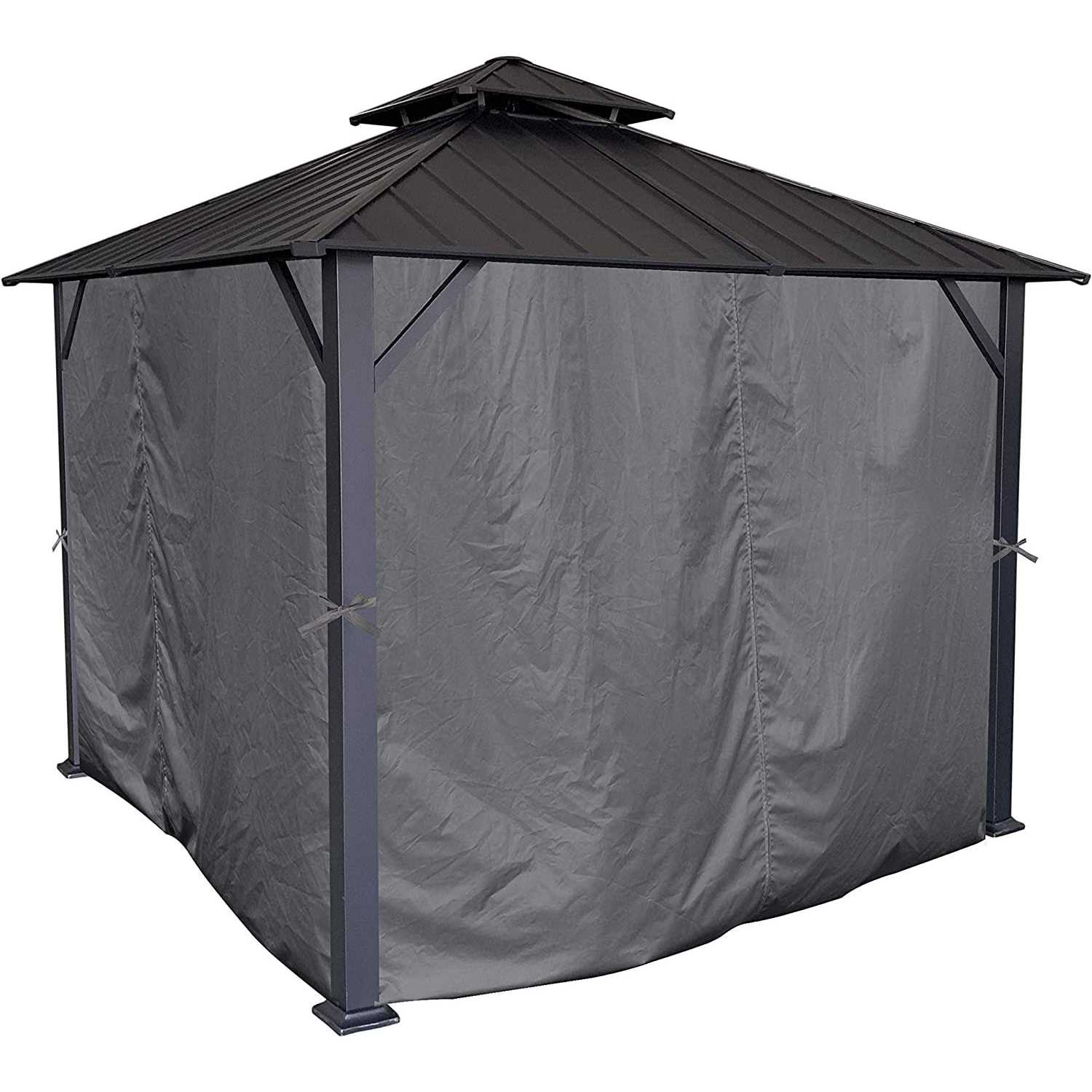 APEX GARDEN Four-Side Privacy Curtain Set for 10-ft x 12-ft Gazebo