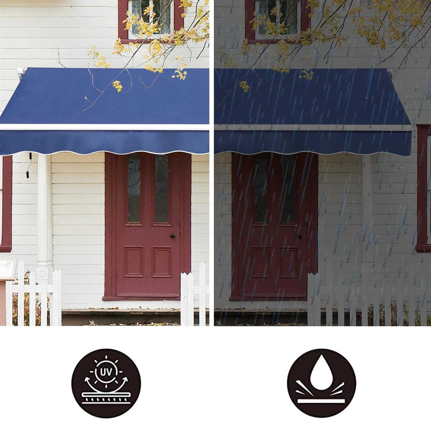 VUYUYU Patio Awning Retractable Awning Cover Sunshade Shelter Outdoor Canopy with Crank Handle and Water-Resistant Polyester for Courtyard