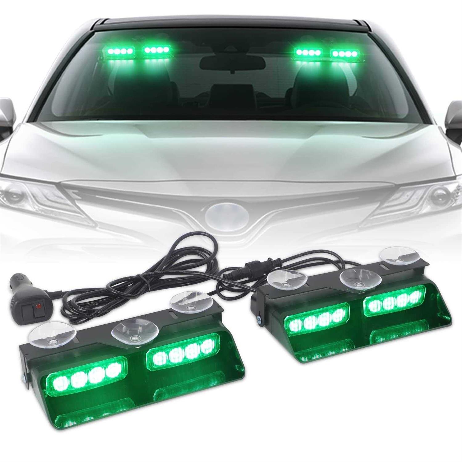 XRIDONSEN 2 in 1 Emergency Dash Strobe Lights Warning Safety Flashing Interior Windshield Lights w/Suction Cups Volunteer