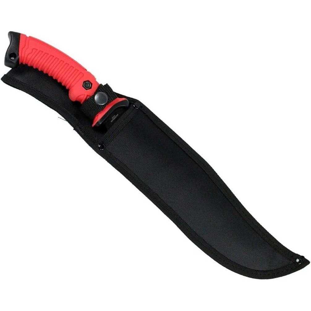 16 FULL TANG RED SHARPENED MACHETE KNIFE w/ SHEATH Hunting Survival Fixed Blade + free eBook by Only US