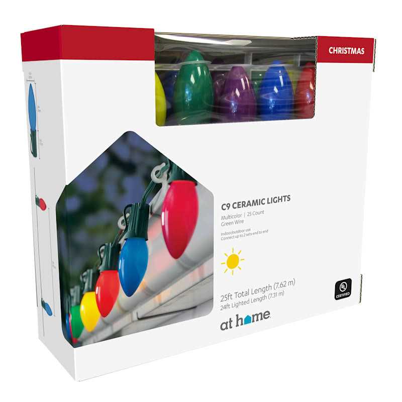 At Home 25-Count Red White C9 Ceramic String Lights
