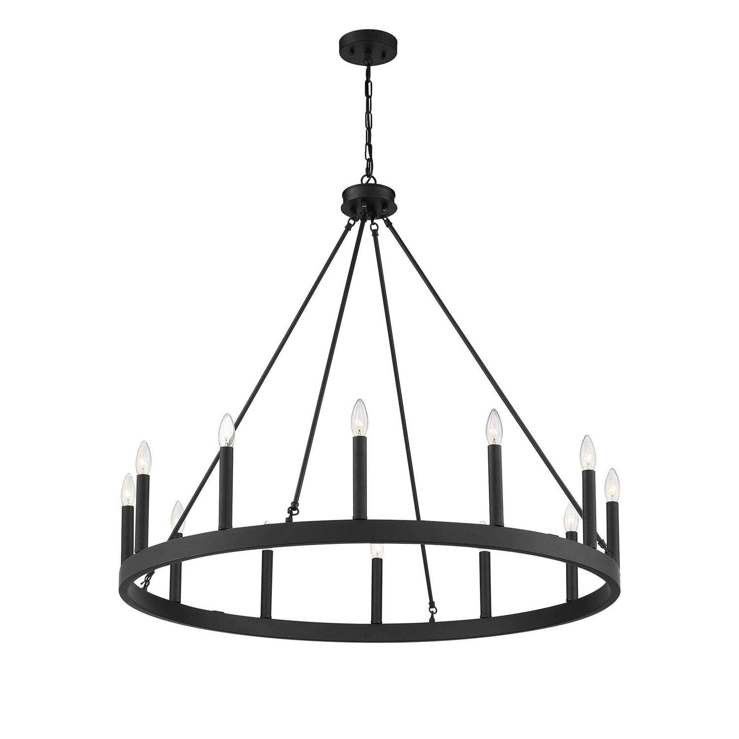 Acroma 12-light 40In Modern Farmhouse Wagon Wheel Chandelier