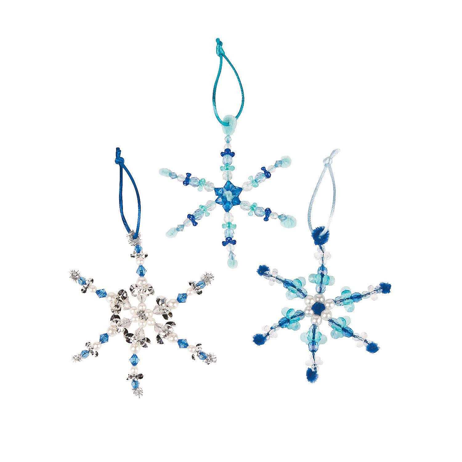 Beaded Snowflake Christmas Ornament Craft Kit Makes 24