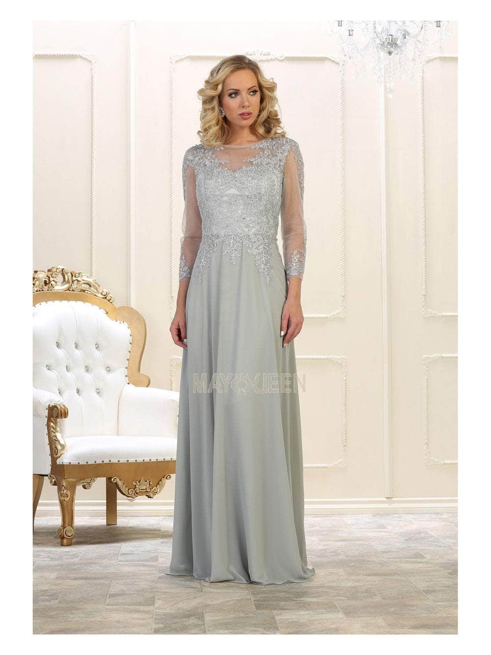 Sheer Long Sleeve Long Dress